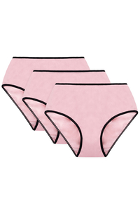 Vivisence Culotte Classique Slip pour Femme Lot de 3 Figi Silhouette Élégante 4016, bande noire : rose