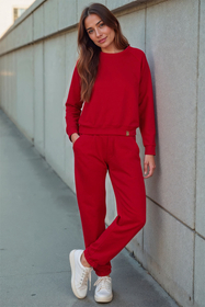 Vivisence Pantalon De Survêtement Femme Confortable Ceinture Élastique Poignets Côtelés Poches Latérales Tissu Doux Coton Mélangé Pour Détente Maison Sport Look Quotidien 9104, 