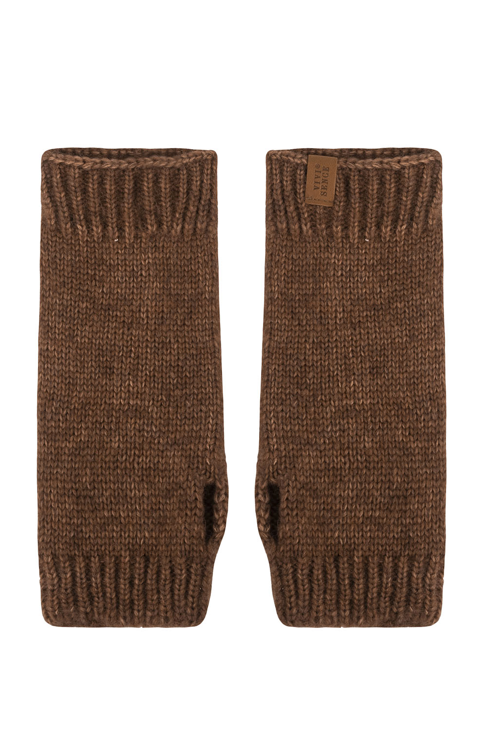 Vivisence Women Winter Knitted Gloves Merino Wool Cotton Blend Warm Comfort, Brown