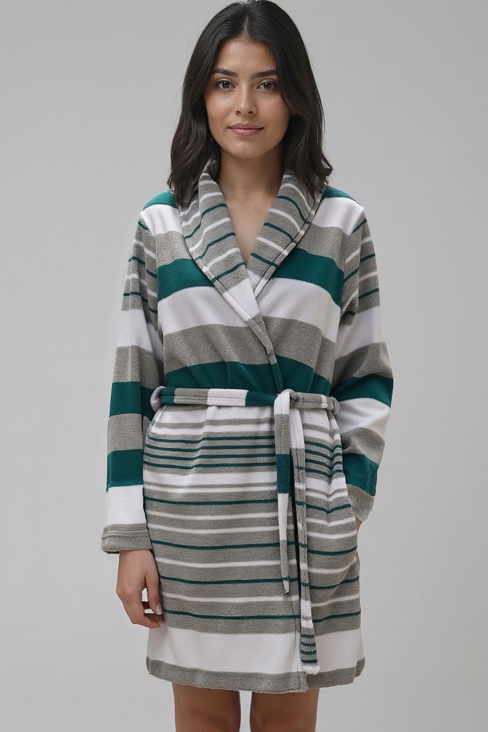 Vivisence Women's Dressing Gown Cotton Side Pockets Perfect For Loungewear 5030, 
