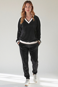 Vivisence Damen Trainingsanzug Set Velour Mit Taschen Für Komfort Beim Freizeitlook 9201,