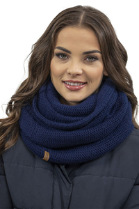 Vivisence Écharpe Tube Tricotée Femme Chaude Et Confortable Pour L’Hiver 7103, bleu foncé