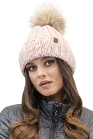 Vivisence Elegant Women’s Winter Hat and Snood Scarf Set with Pom-Pom Made from Warm Thick Yarn Anti-Static Cozy Fleece Lining Versatile Scarf Perfect for Cold Weather, Pink