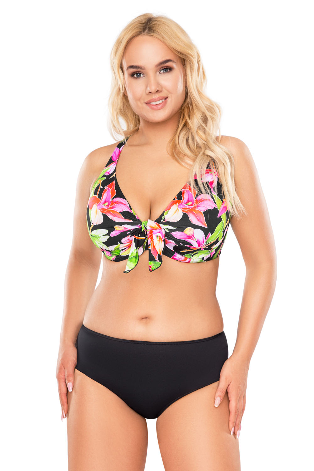 Vivisence Bikini Oberteil Damen Bügel Schleife Formend Stützfunktion 3203, pinke Blumen