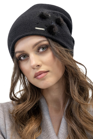 Vivisence Elegant Women's Winter Hat With Perfect Fit Design Three Pleats For Comfort Soft And Warm Woollen Yarn Insulated Lining Ideal For Cold Winter Days, black