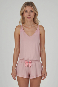 Vivisence Women's Pyjama Set Viscose V-Neckline Decorative Bow 2044, 