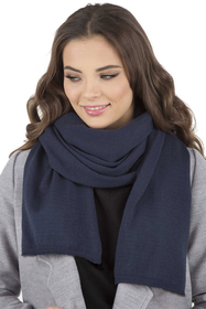 Vivisence Elegantes Damen Winter Set Aus Baskenmütze Mit Blumenapplikation Und Langer Schal Aus Warmem Garn Perfekte Für Kalte Wintertage Ideal Für Elegante Und Sportliche Outfits, dunkelblau