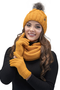 Vivisence Ensemble Hiver Chapeau Comin Gants Pour Confort Quotidien, miel