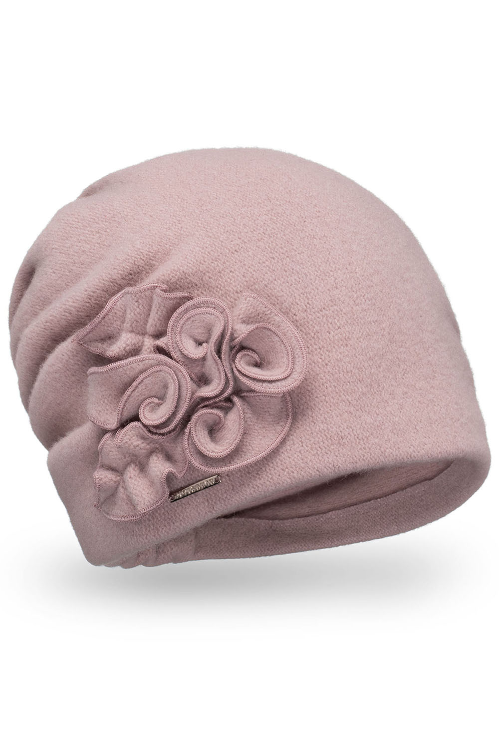 Vivisence Bonnet Femme Élégant En Laine Vierge Brodé Main Pour L’Hiver 7076, rose clair