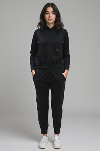 Vivisence Damen Trainingsanzug Zweiteiliges Set mit Kapuzenpullover und Jogginghose Lockerer Schnitt Kängurutasche Bündchen Elastischer Bund Alltagskleidung,