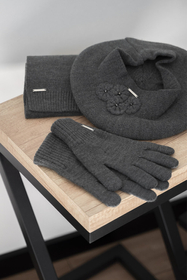 Vivisence Damen Handschuhe Winter Aus Warmem Garn Perfekt für Kalte Tage 7204, dunkelgrau
