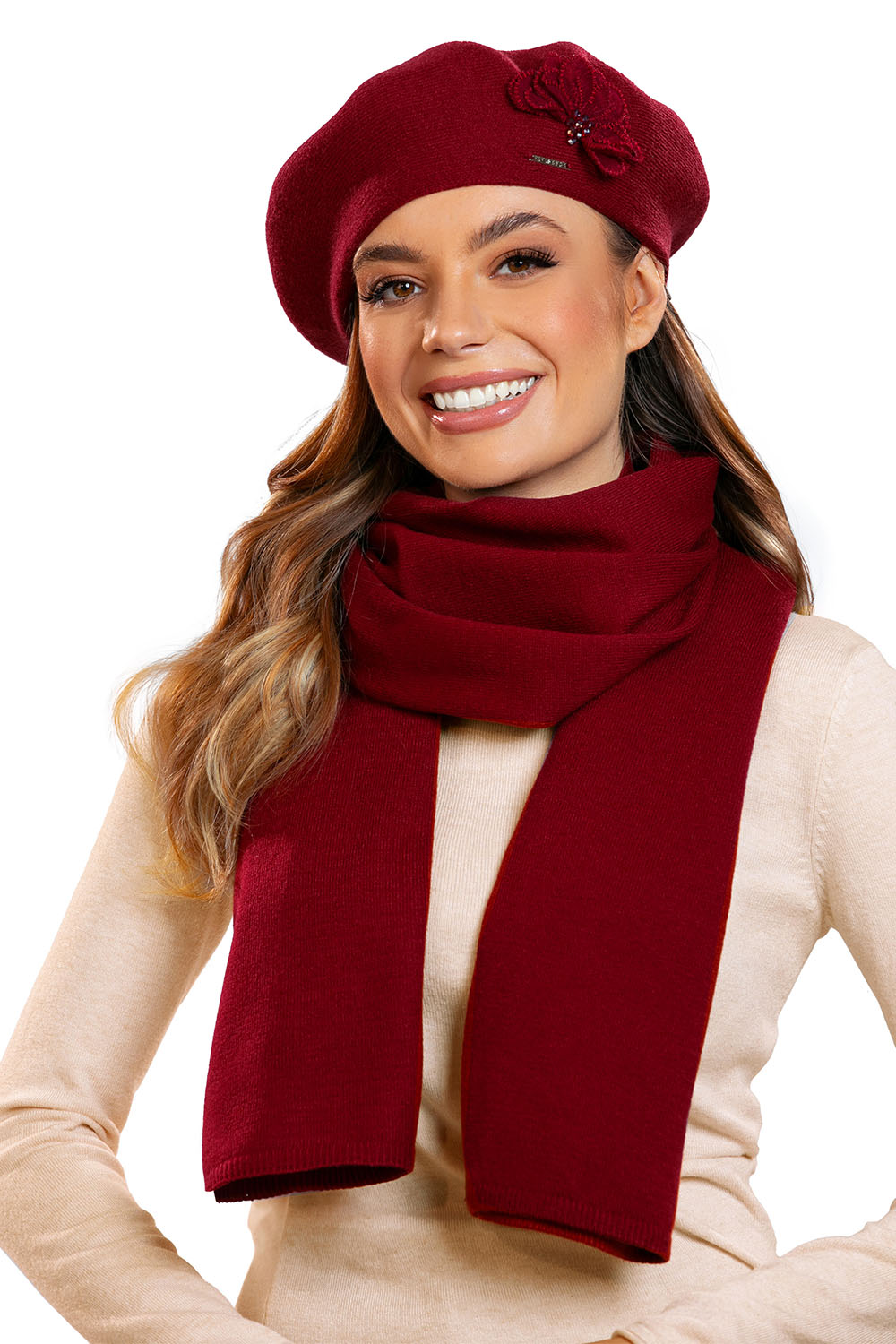 Vivisence Women's Winter Scarf Knitted Warm Comfortable For Cold Days 7102, maroon