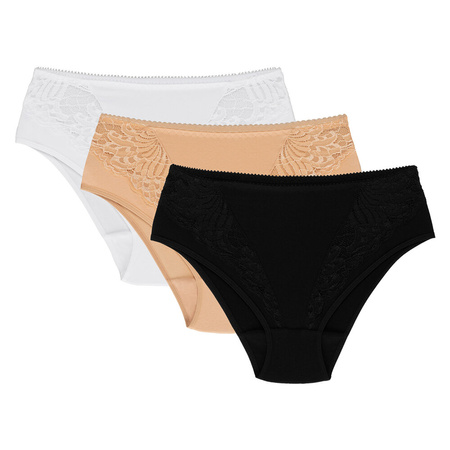 Wolbar ladies briefs with lace WB51 3-pack, Beige-White-Black