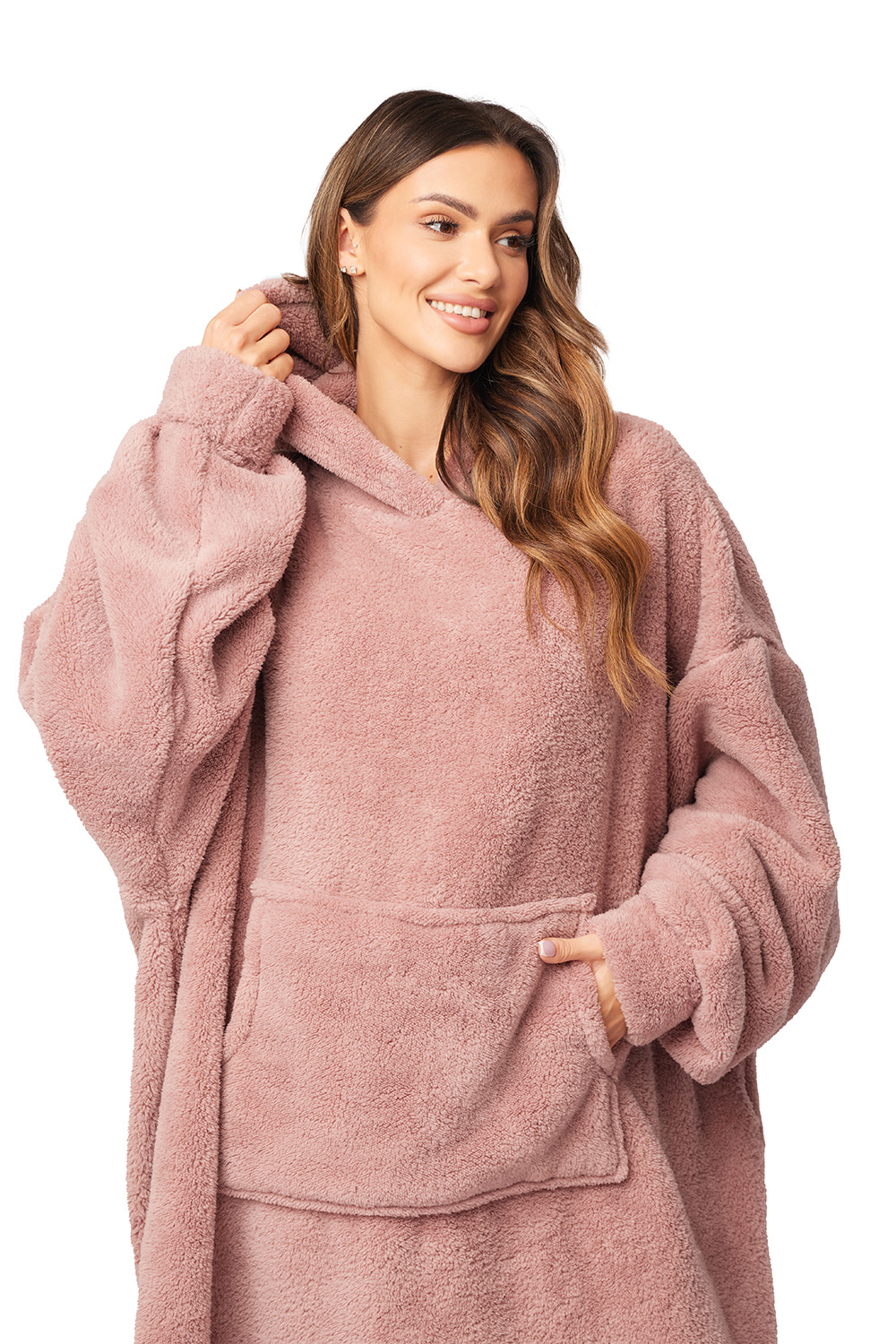 Vivisence Damen Deckenpullover Mit Socken Warm Flauschig One Size Geschenk 5028Kmpl, Pink