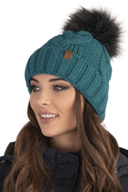 Vivisence Women Winter Hat Scarf And Gloves Set Soft Fleece Lining Cozy Warmth, dark turquoise
