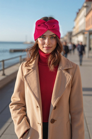 Vivisence Bandeau Femme Hiver Automne Chaud Couvre-chefs d'hiver Confortable Élégant Accessoire Cheveux Entrelacé Devant Tricot Extensible Idéal Journées Froides, rubis