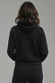 Vivisence Sweatshirt Baumwolle Lockerer Schnitt mit Kapuze Komfort Für Freizeit 9003, schwarz