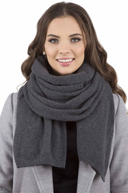 Vivisence Damen Baskenmütze Schal Set Wolle Applikation Lang Warm 7037kmpl, dunkelgrau