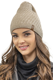 Vivisence Damen Winter Set Mütze Und Loop-Schal Komfort für Kalte Tage 7017Kmpl, beige