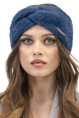 Vivisence Fashionable Women's Winter Headband Made From Soft And Warm Fluffy Yarn With Decorative Interlacing Perfect Fit Design Ideal For Autumn And Winter Days, dark blue