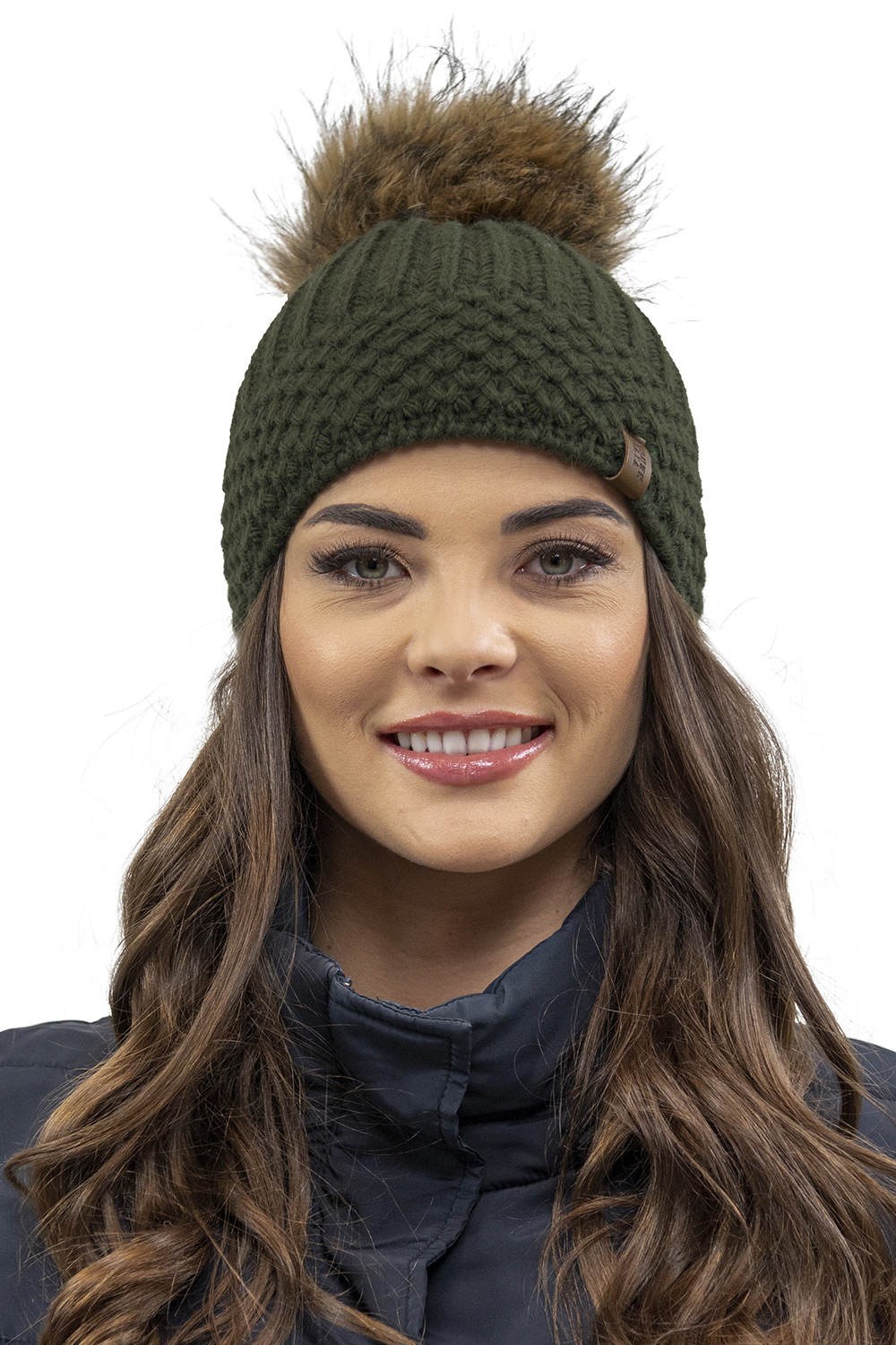 Vivisence Women's Winter Hat With Pom Pom Warm Ideal For Cold Days 7016, green