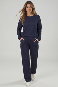 Vivisence Loungewear Damen Trainingsanzug Set Lockerer Schnitt Rundhals Freizeitanzug Mit Taschen 9205, 