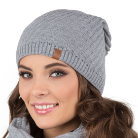 Vivisence Damen Winter Set Mütze Und Loop-Schal Komfort für Kalte Tage 7017Kmpl, hellgrau