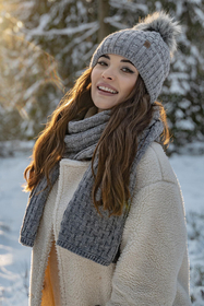 Vivisence Bonnet Femme Avec Pompon Doublé En Polaire Tricoté Pour L’Hiver 7015, gris clair