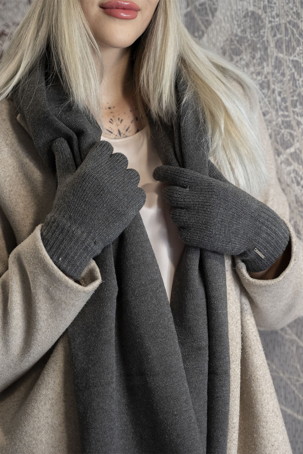 Vivisence Damen Handschuhe Winter Weichem und Warme Ideal für Kaltes Wetter 7202, schwarzgrau