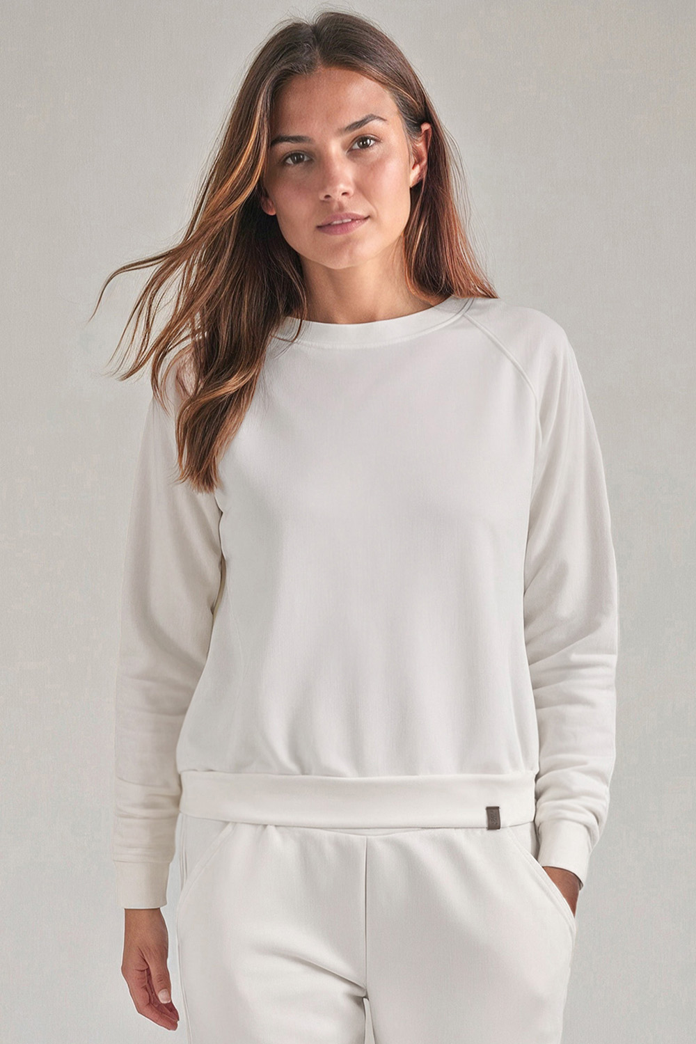 Vivisence Sweatshirt Damen Mit Rundhalsausschnitt Aus Baumwolle Langer Ärmel Bequemer Schnitt 9004, 