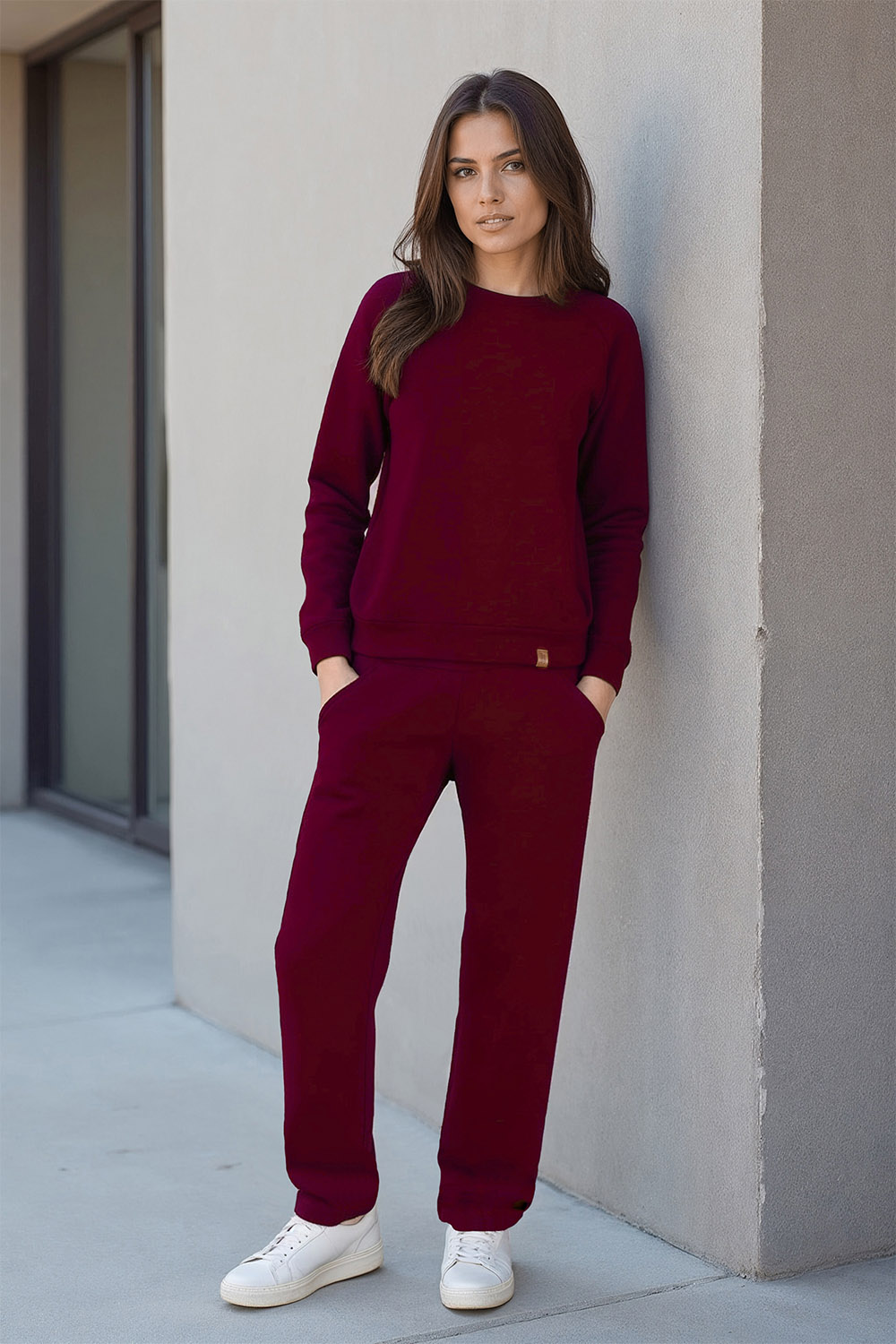 Vivisence Loungewear Damen Trainingsanzug Set Lockerer Schnitt Rundhals Freizeitanzug Mit Taschen 9205, 