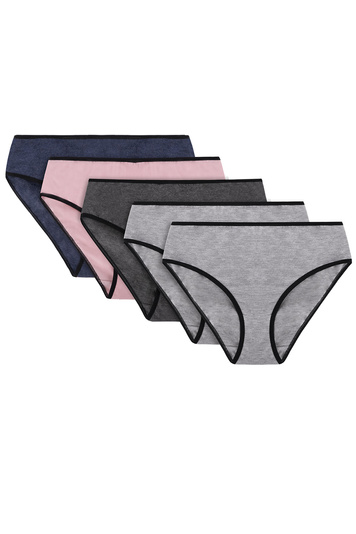 Vivisence 5-piece set of women's briefs 4016 5-pack, Black Elastic: Grey/Grey/Graphite/Pink/Navy Blue