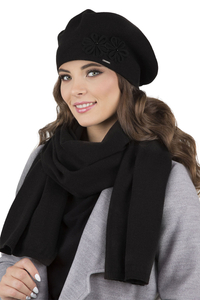 Vivisence Béret Et Écharpe Femme Pour L'automne et L'hiver Chauds En Laine Mélangée Accessoires Pour Hommes Tricot Souple Ajustement Parfait Divers Styles Et Couleurs Disponibles 7007Kmpl, noir