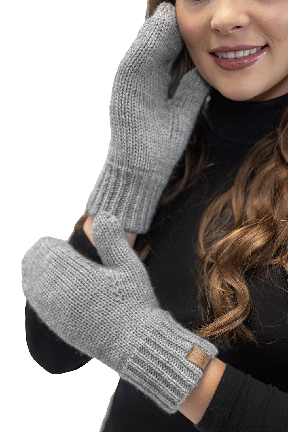 VIVISENCE Damen Winter Fausthandschuhe Komfort an kalten Wintertagen 7015, hellgrau