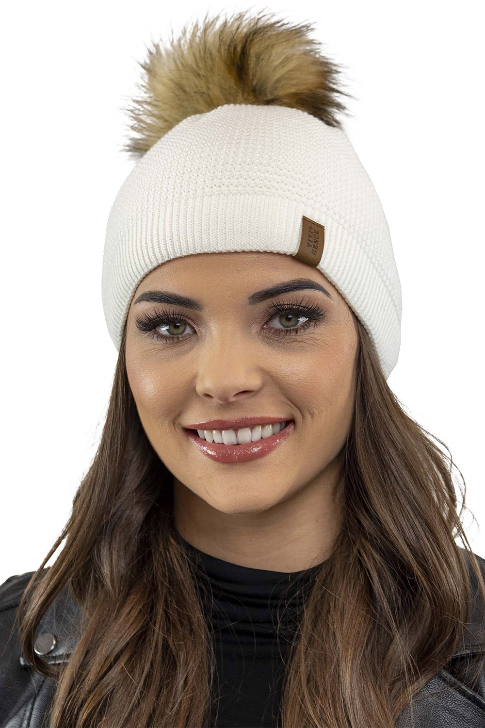 Vivisence Bonnet À Pompon Femme Hiver En Fil Chaud Effet Antistatique 7041, ecru