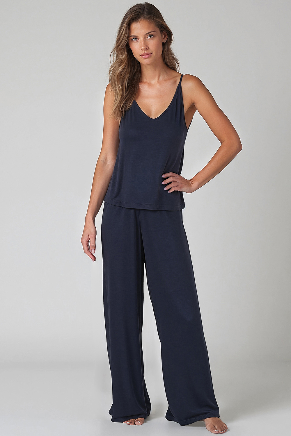 Vivisence Damen Pyjama Viskose Lockere Passform Komfort Für Nachtwäsche 2046, 