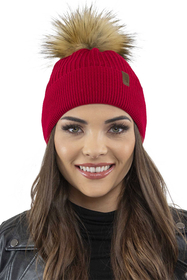 Vivisence Damen Bommelmütze Winter Wintermütze Bommel Herbst Warmem 7042, rot