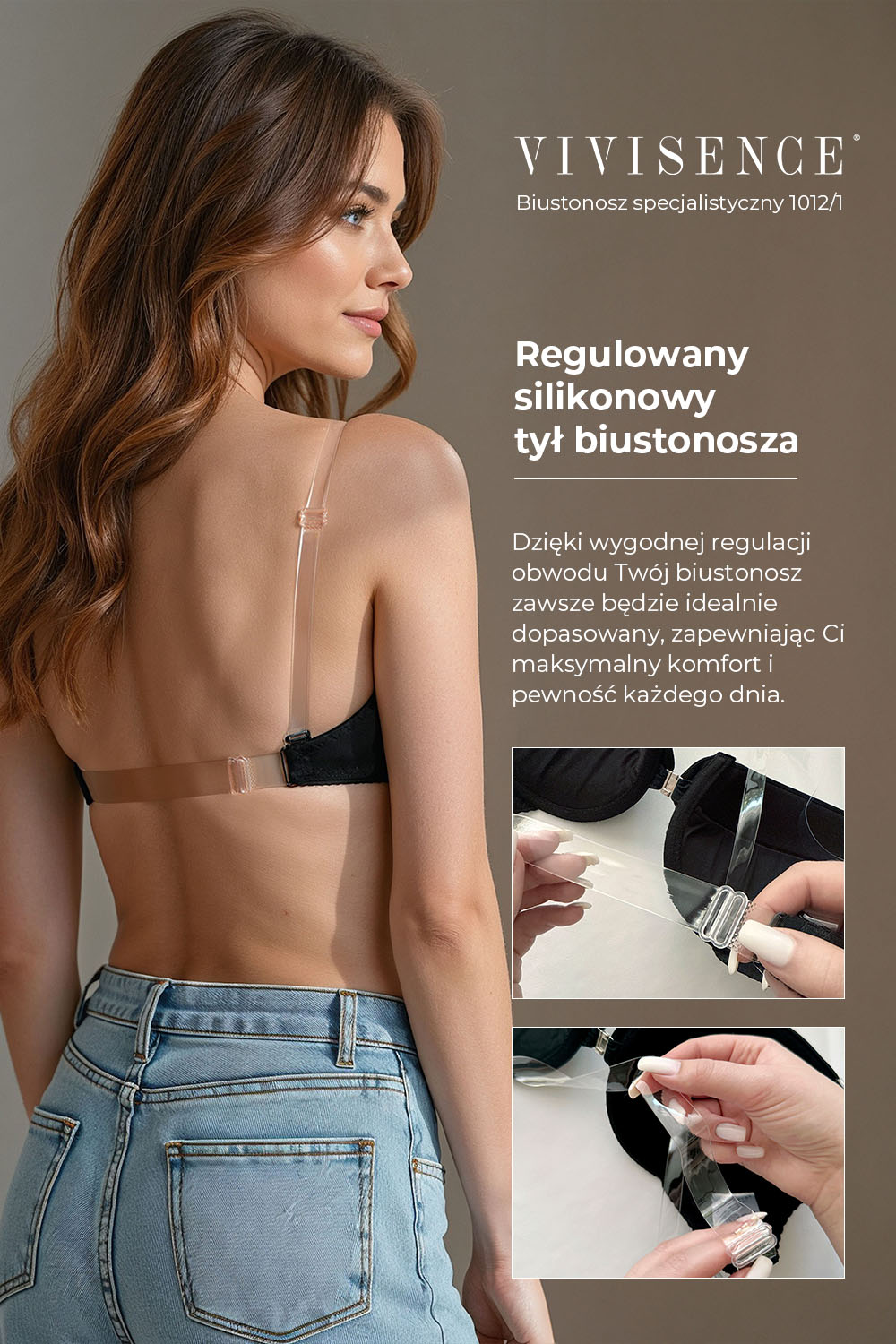 Vivisence Women's Clear Strap Bra Push Up Invisible Backless Clear Back Bra with Transparent Straps for Backless Dresses, black