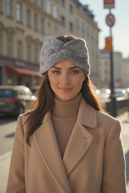 Vivisence Femme Bandeau Maille Duveteuse avec Torsade Confort et Chaleur, gris clair