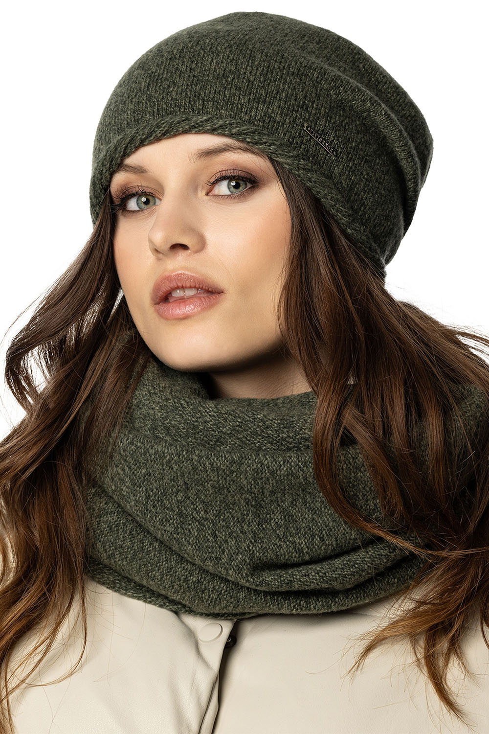 Vivisence Bonnet Femme En Laine Chaude Style Classique Hiver Automne 7087, vert mélange