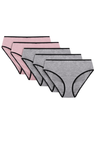Vivisence Culotte Classique Slip pour Femme Lot de 5 Figi 4016, bande noire : gris/gris/gris/rose/rose
