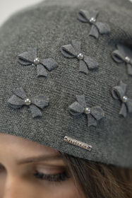 Vivisence Women's Hat Winter Pearls Perfect Fit With Pleats 7089, graphite