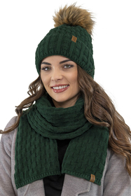 Vivisence Damen Winter Set Mütze Schal Fäustlinge Fleecefutter Gegen Kälte, grün