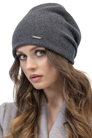 Vivisence Damen Mütze Wolle Falten Fleece Gefüttert Bequem Alltag Winter 7085, dunkelgrau