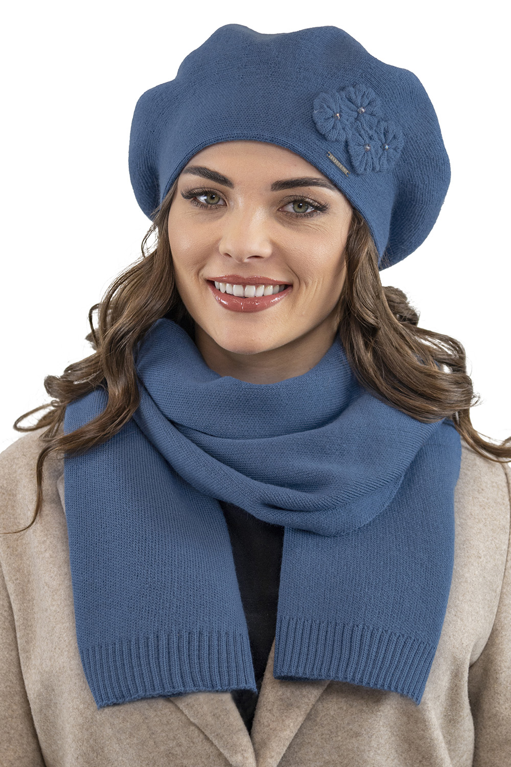 Vivisence Damen Winter Schal Mit Dekorativer Bindung Für Kalte Wintertage 7104, blau