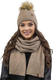 Vivisence Bonnet Femme Avec Pompon Pour L’Hiver En Fil Chaud Style Automnal 7042, beige