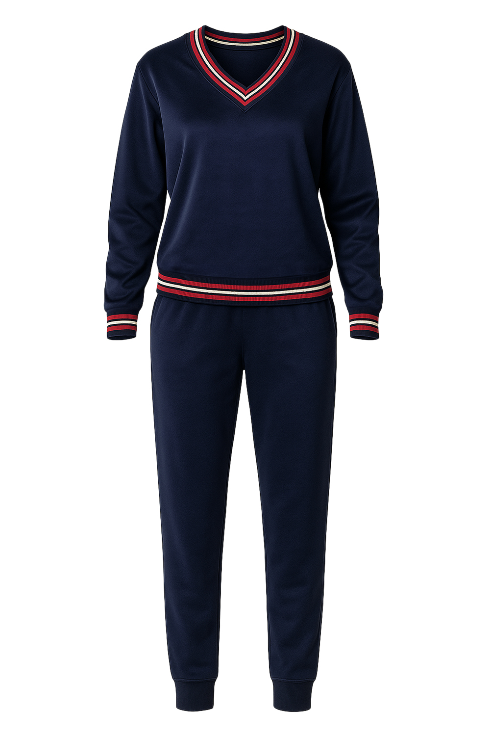Vivisence Women Tracksuit Velour Set Ribbed Cuffs Comfortable Loungewear 9201, dark blue