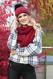 Vivisence Damen Winter Set Mütze Schal Fäustlinge Fleecefutter Gegen Kälte, weinrot