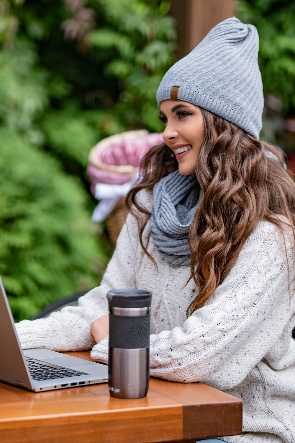 Vivisence Damen Winter Set Mütze Und Loop-Schal Komfort für Kalte Tage 7017Kmpl, hellgrau