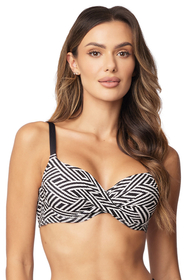 Vivisence Soutien Gorge De Bain Femme Push Up Armatures Bretelles Réglables Fermeture Dos Résistant Déformation Décoloration Plage Piscine Élégant Galbant, noir-blanc
